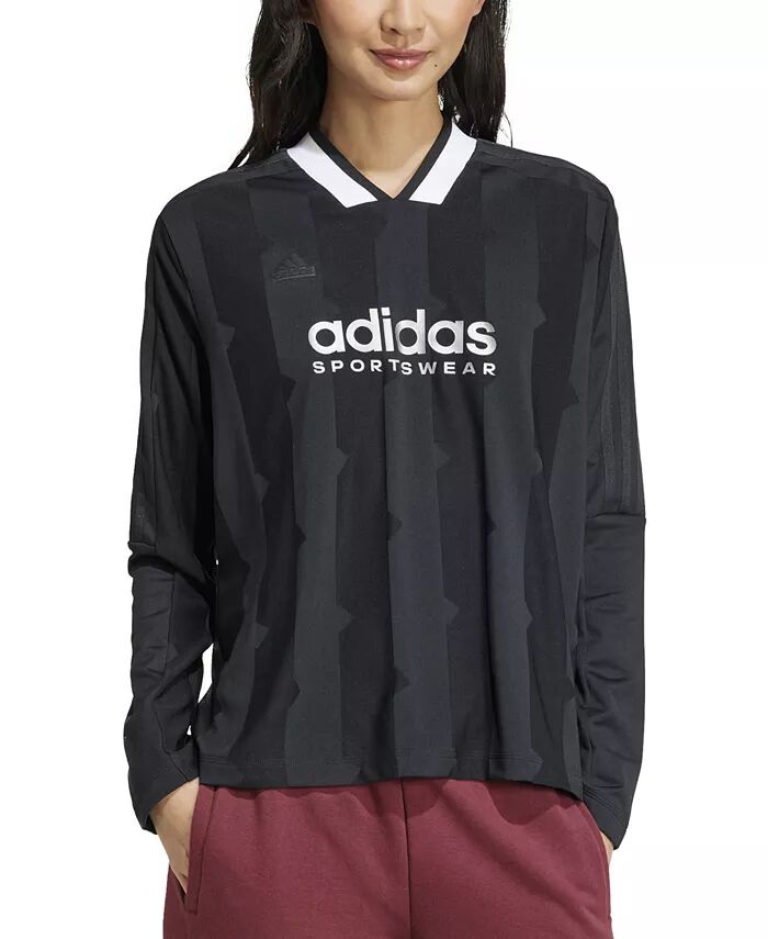 

Женская футболка Tiro с тремя полосками из жаккарда adidas, черный