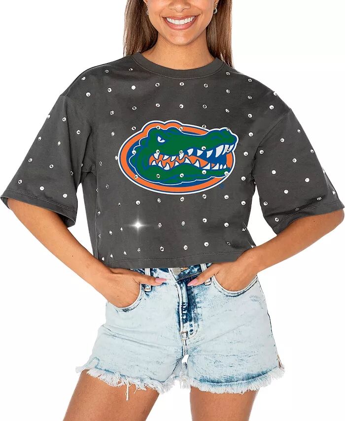 

Женская серая футболка Florida Gators Go Time со стразами Gameday Couture