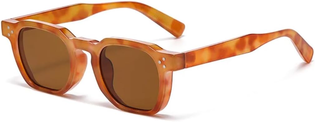 

Солнцезащитные очки для мужчин и женщин - защита UV400 - заклепки, маленькая оправа, градиентные линзы, для занятий спортом на открытом воздухе и вождения DSVIGF, Amber Tea