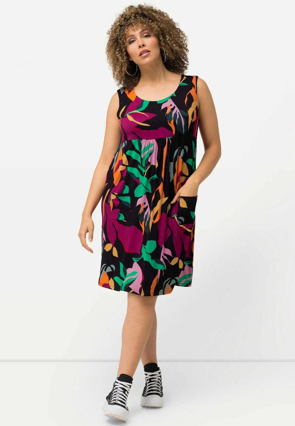 

Платье из джерси COLORFUL LEAF PRINT SLEEVELESS Ulla Popken, темно-синий