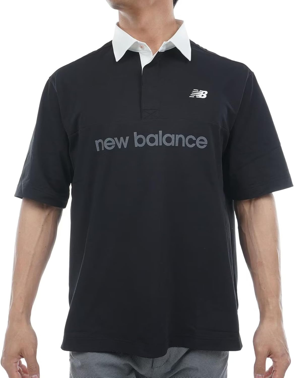 

Мужская поло-рубашка New Balance 012-5166004 с коротким рукавом (эластичная и приятная на ощупь), черный