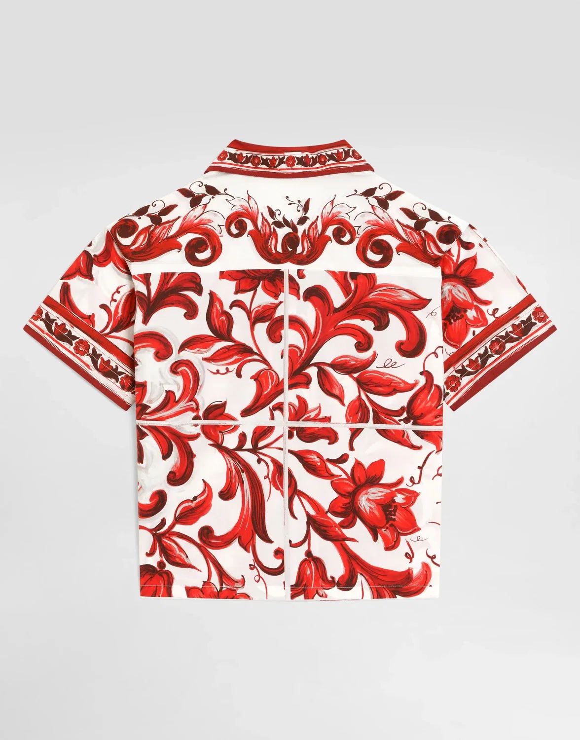 Рубашка гавайская из поплина с маскарадным принтом DOLCE & GABBANA, красный — фото 2