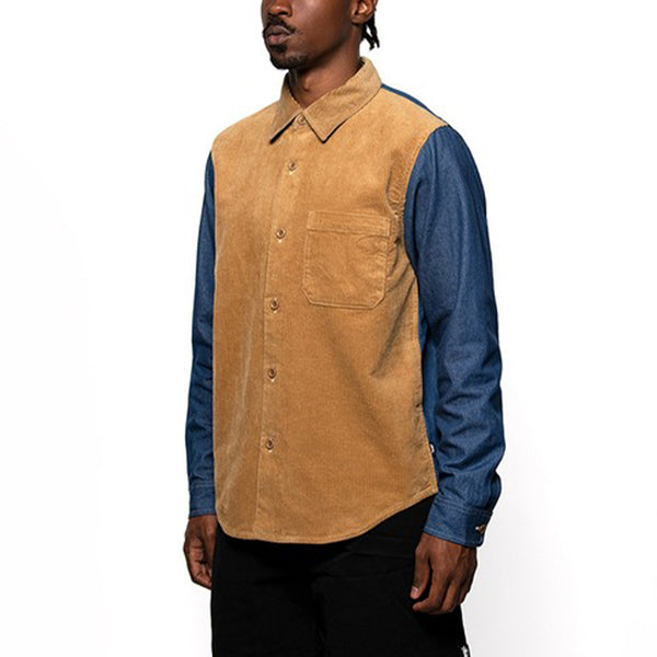 Рубашка corduroy denim mix shirt 'brown blue' Stussy, коричневый — фото 3