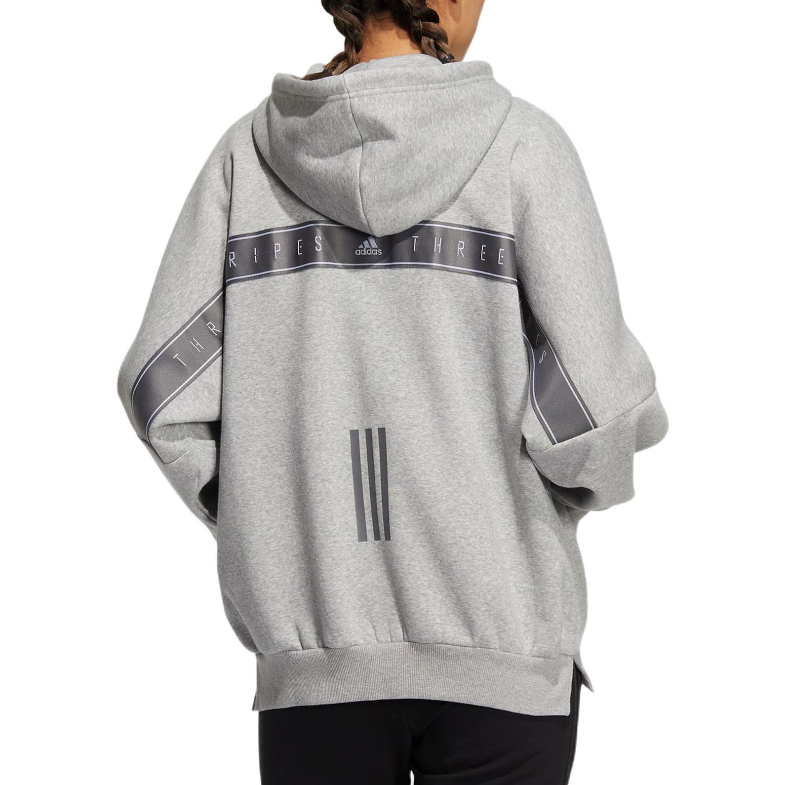 Adidas Word FZ Женская Толстовка на Молнии с Капюшоном, Средний Теплый Серый — фото 3