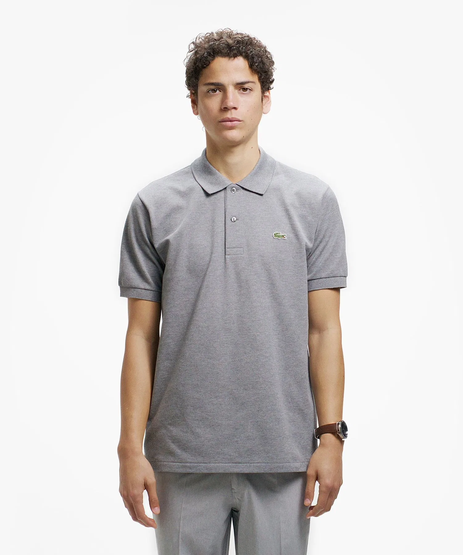 Рубашка-поло Lacoste L1264 с коротким рукавом, меланжевый пряжа, мужская
