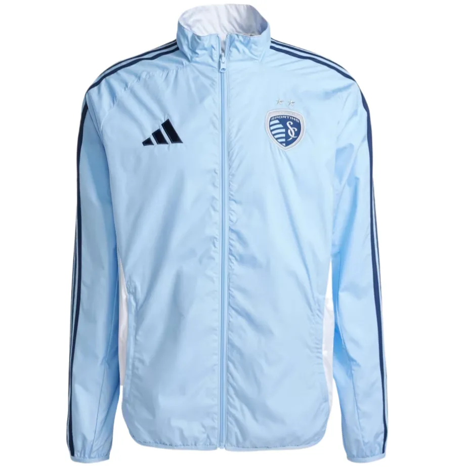 Reversible anthem jacket Sporting Kansas City Adidas, Glow Blue