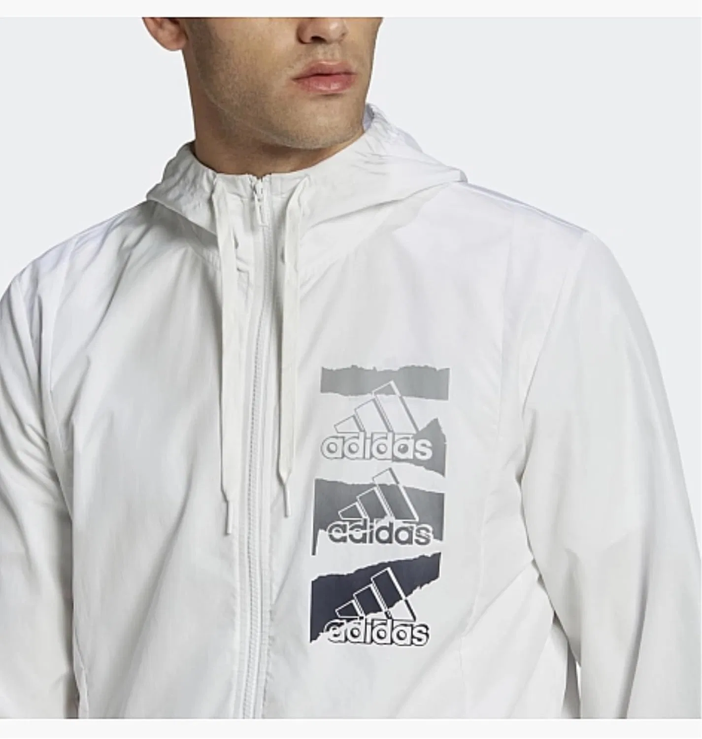 Мужская тканая ветровка Adidas Essentials BrandLove, белая — фото 3
