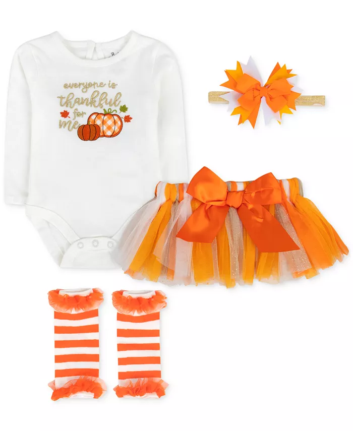 

Боди для девочки Everyone Is Thankful For Me, повязка на голову, сетчатая пачка и гетры, комплект из 4 предметов Baby Essentials