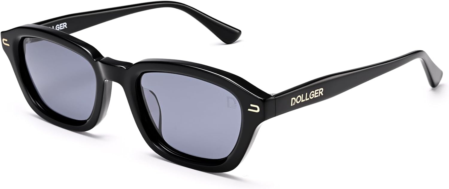 

Солнцезащитные очки Dollger Acetate прямоугольной формы с поляризацией, для женщин и мужчин, в стиле ретро 90-х, винтажные, модные, маленькие, модель 2025, Bright Black Frame Gray Lens