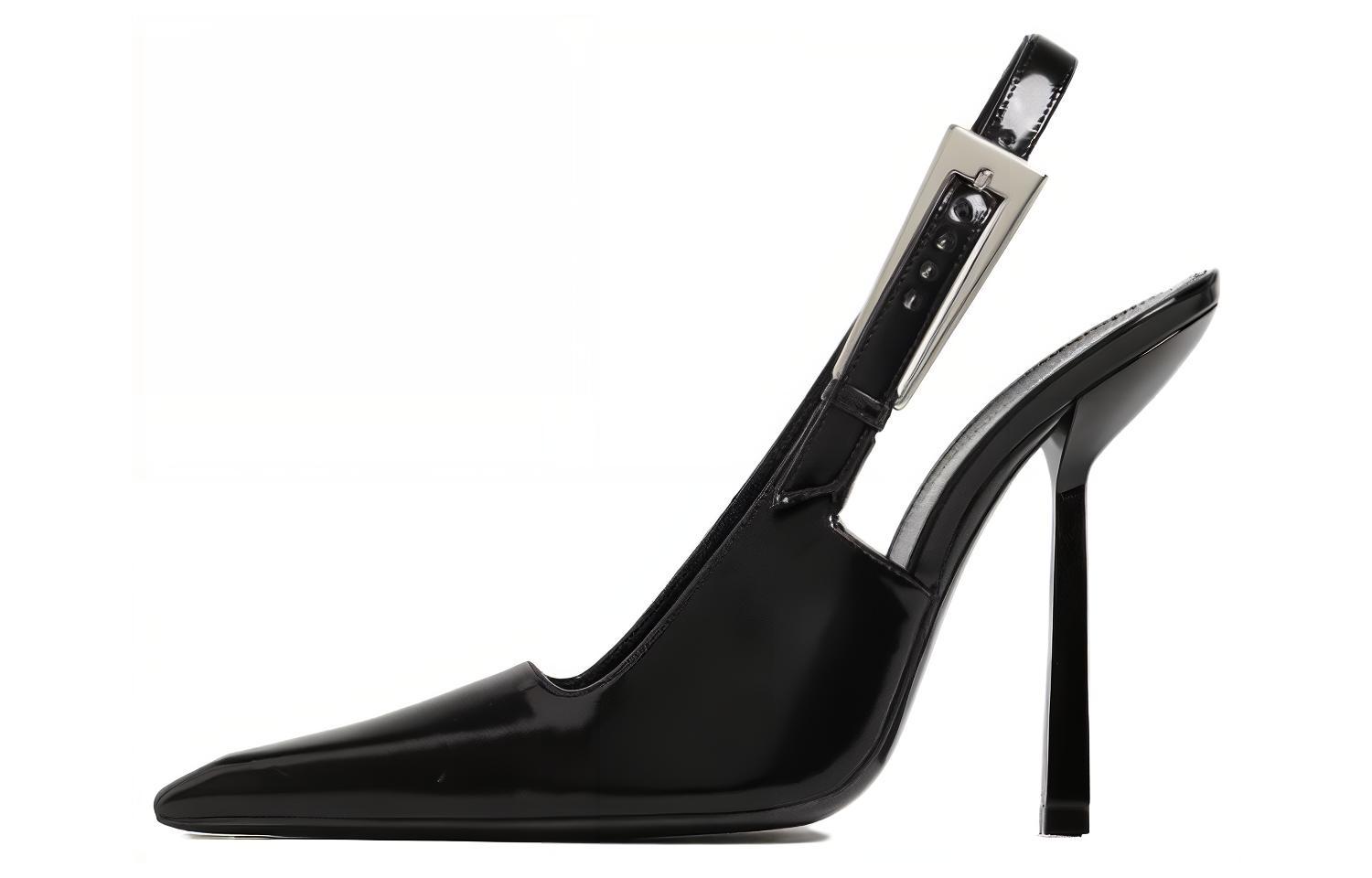 Строгие лодочки на шпильке 11,5 см женские черные SAINT LAURENT