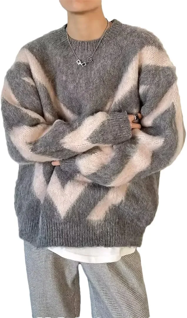 

Толстый свитер с цветными блоками, свободный, с круглым вырезом