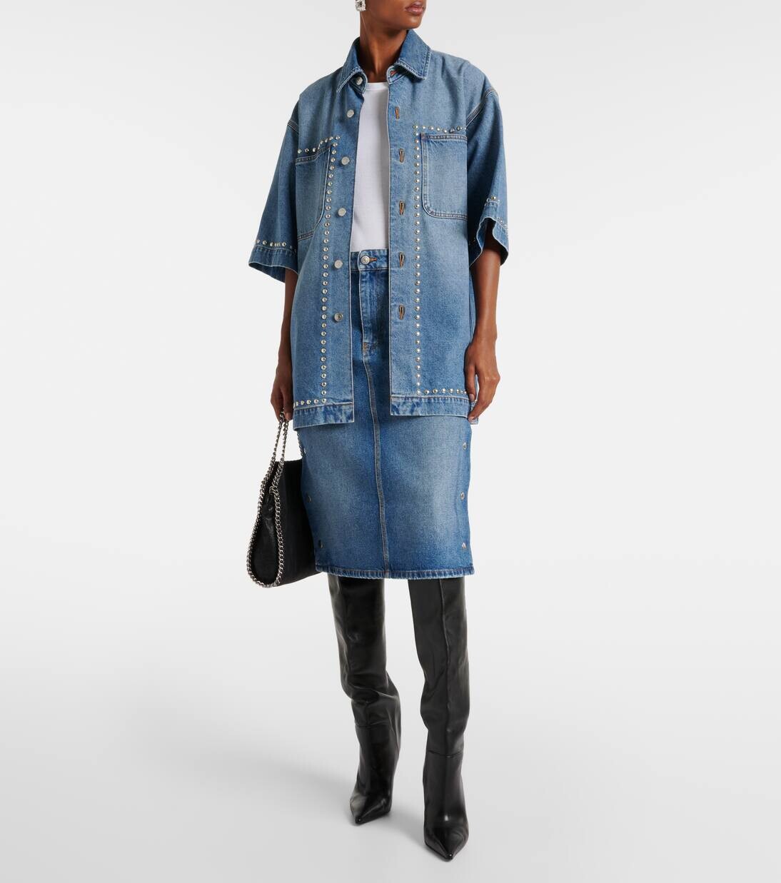 Юбка-карандаш из денима средней посадки Stella Mccartney, цвет vintage blue denim — фото 2