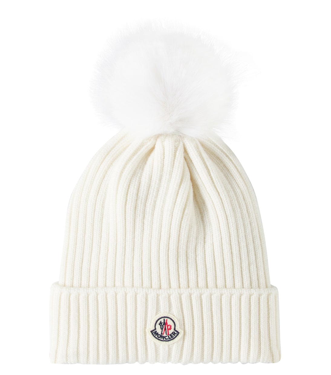 

Рельефная вязаная шерстяная шапка Moncler Enfant, Pearl White