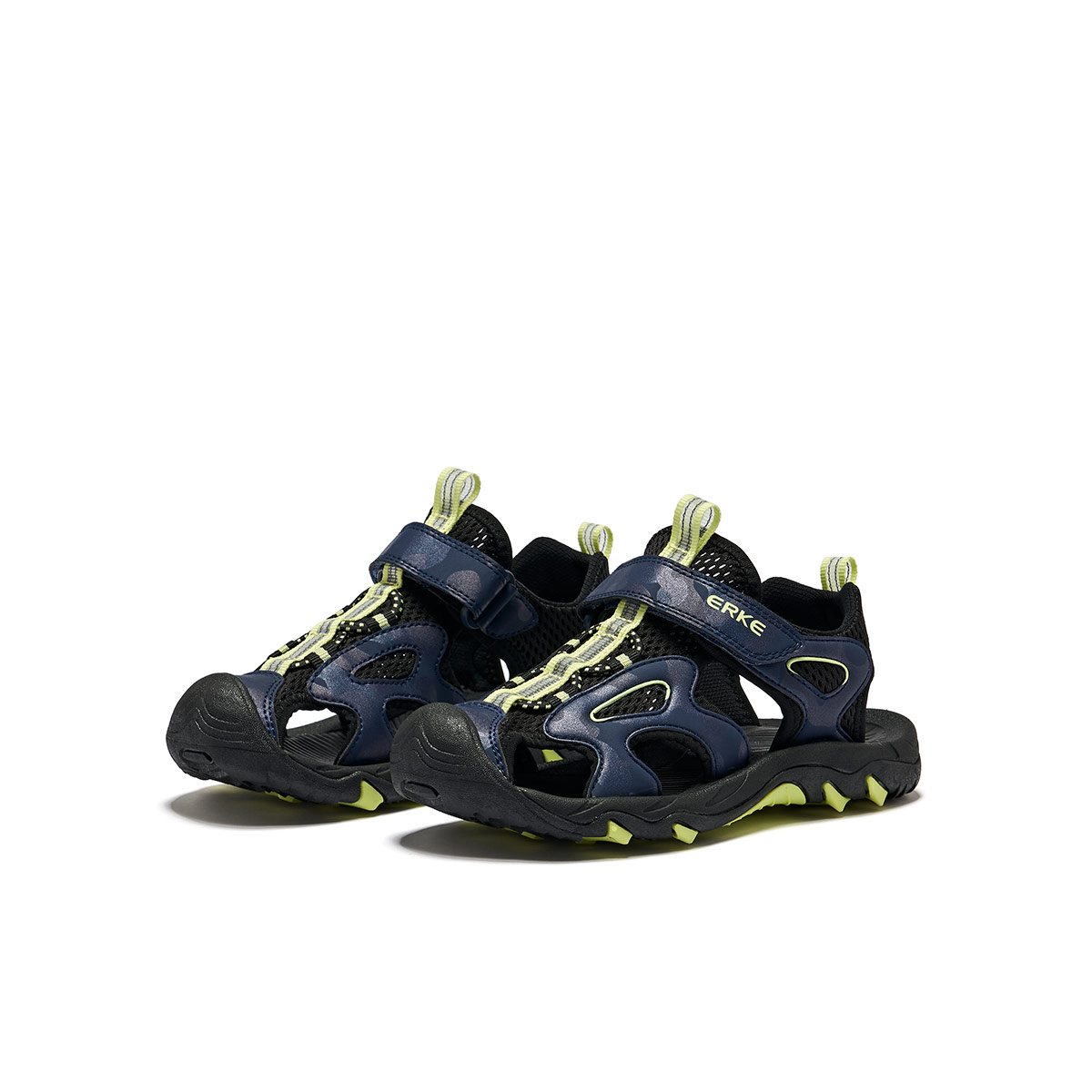 ERKE KIDS Детские сандалии Jungle Slip Resistant с низким верхом, дышащие, черно-зеленые — фото 3