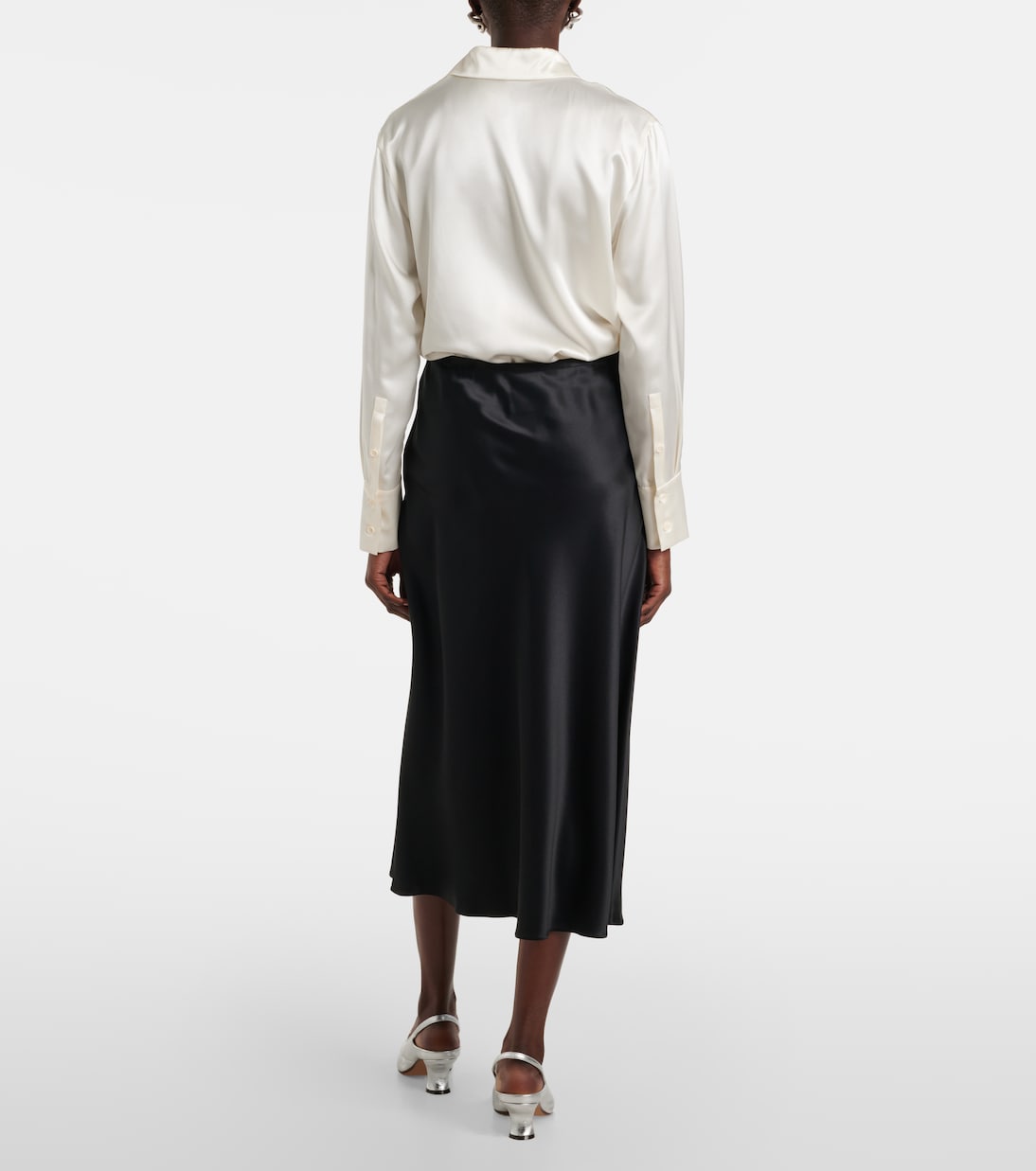 Юбка миди из шелкового атласа Carnet Max Mara, Blu Marino — фото 3