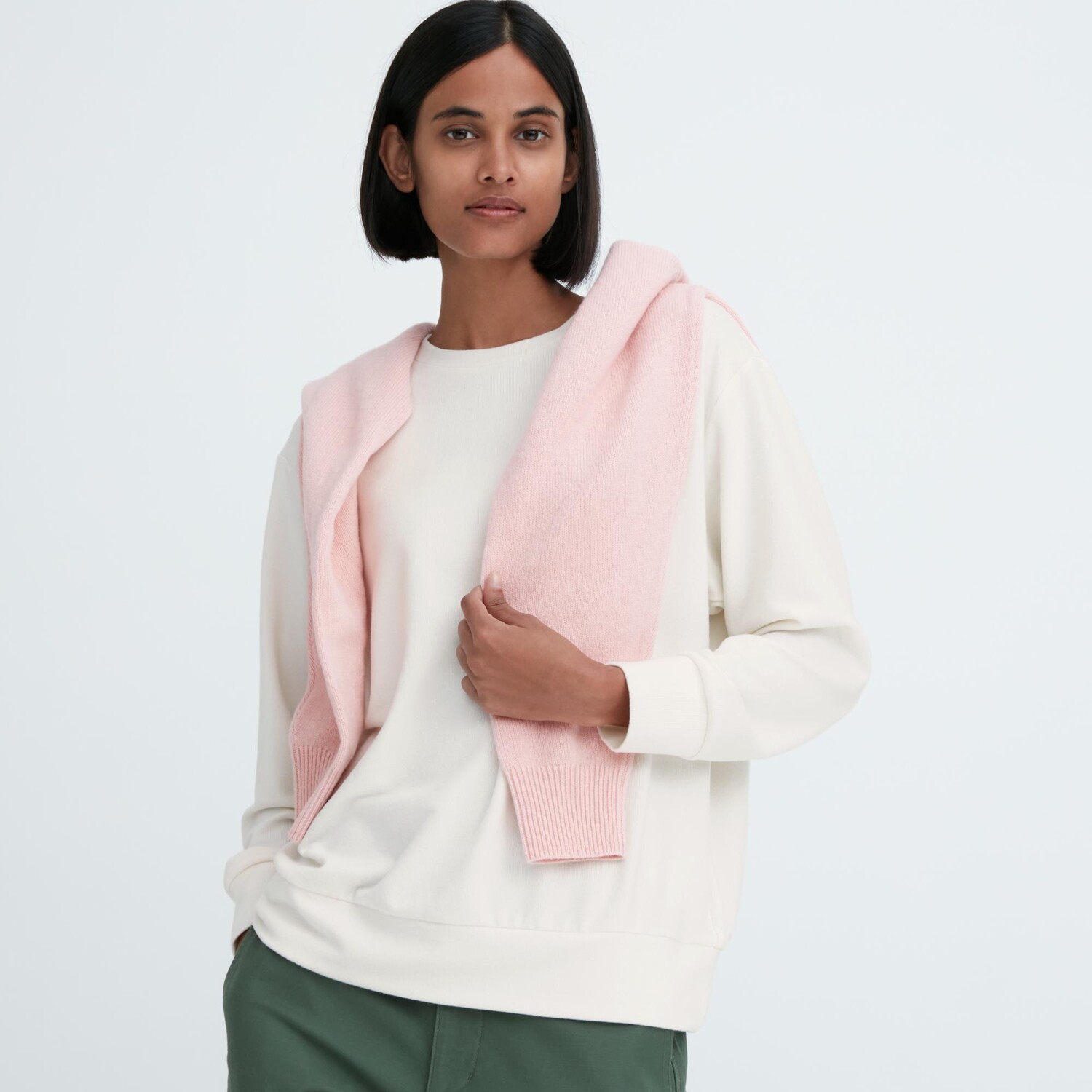 

Футболка из мягкого флиса Uniqlo с круглым вырезом, молочный