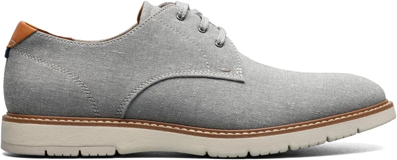 Мужские оксфорды Florsheim Vibe из парусины с гладким носком, Grey Canvas Cognac Smooth With White Sole — фото 2