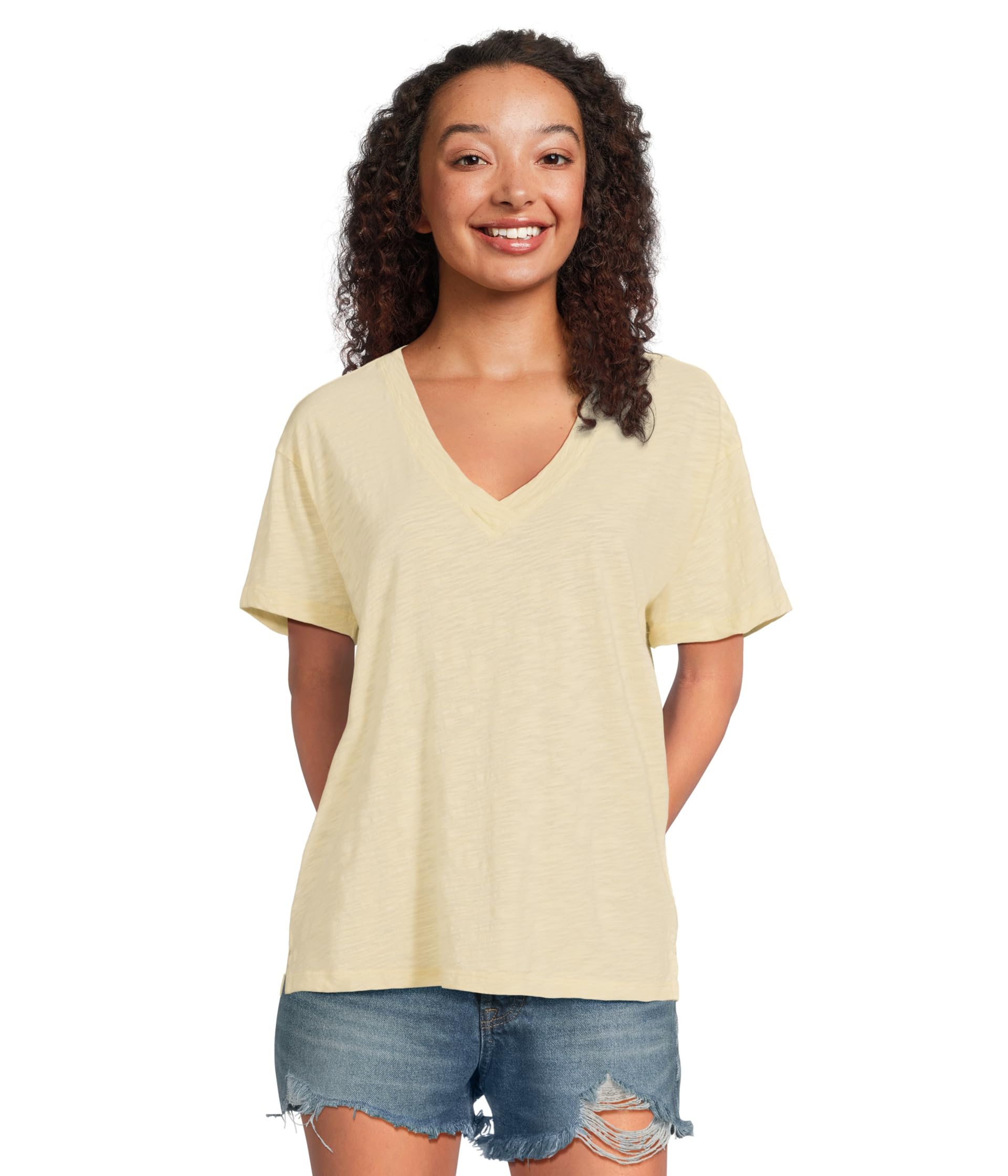 

Футболка Mod-o-doc Short Sleeve V-Neck Boxy Tee, Sweet Cream