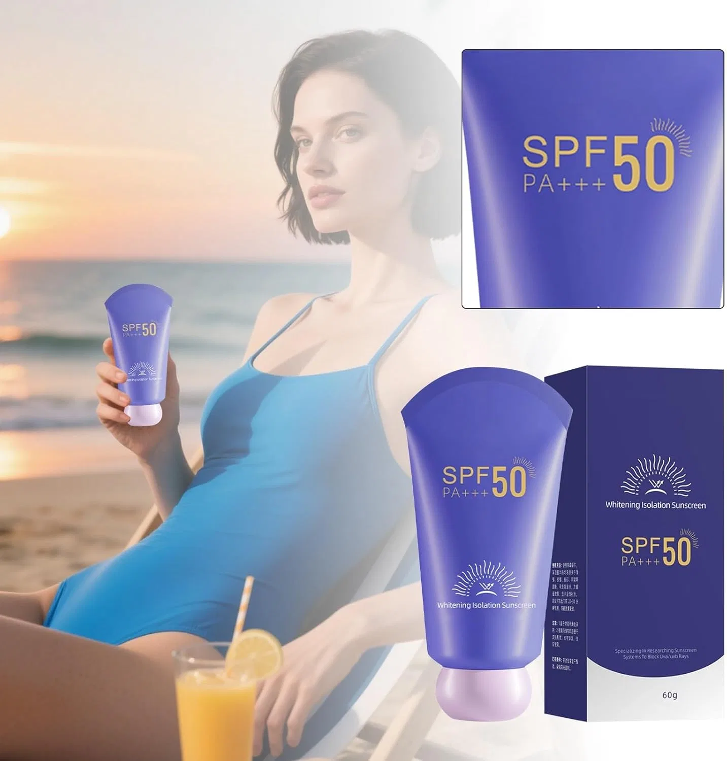 Солнцезащитный крем для лица и тела, увлажняющий, Generic, 60 г — фото 3