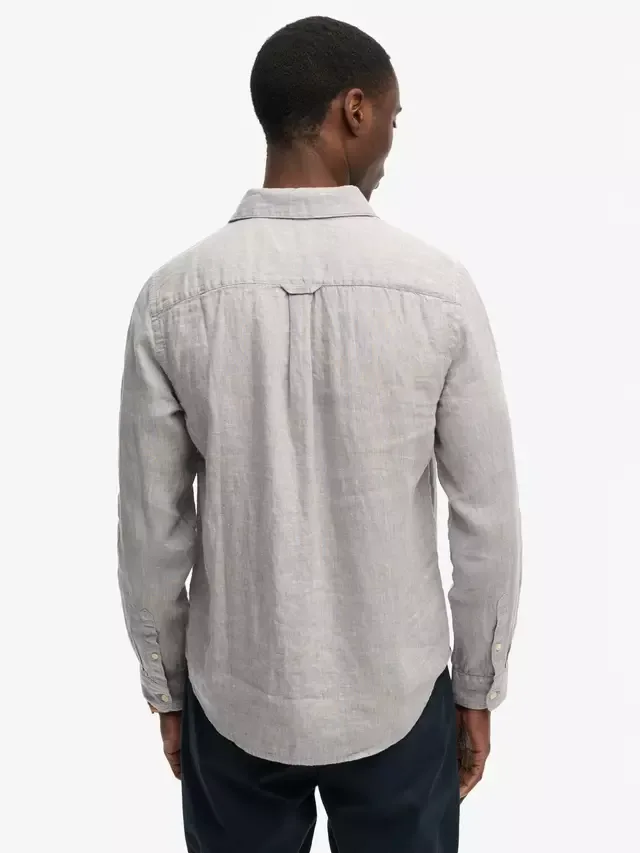 Льняная рубашка Ривьера Superdry, Ash Grey Chambray — фото 2