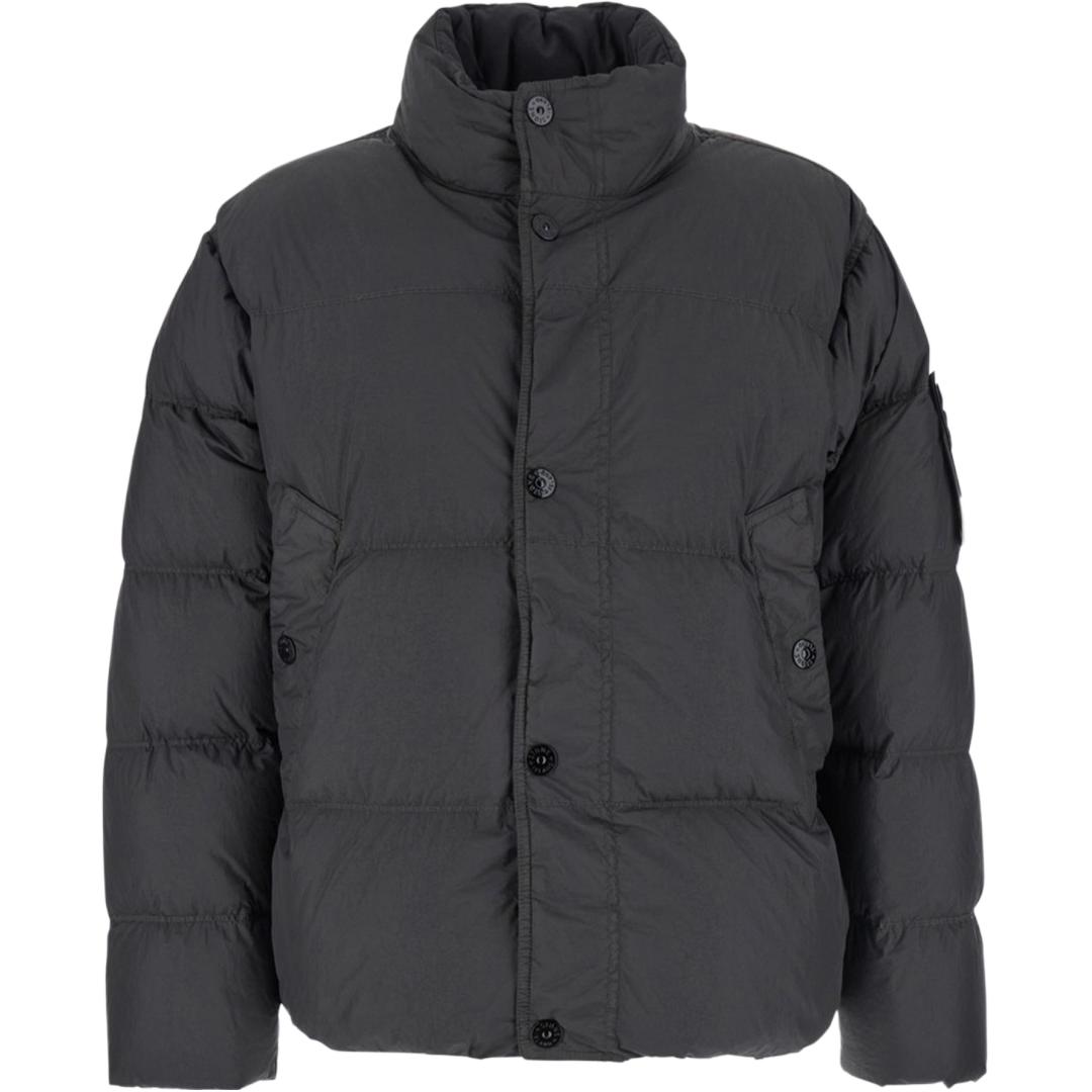 

STONE ISLAND Пуховик с высоким воротником и логотипом, Gray
