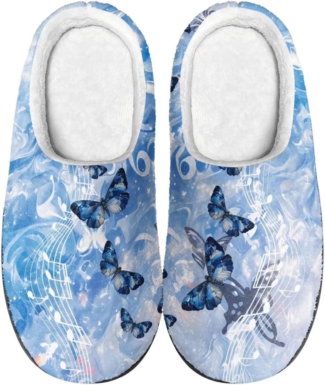 

Унисекс фланелевые тапочки Howilath с принтом бабочек, теплые, дышащие, с противоскользящей подошвой для дома, Butterfly Music Note