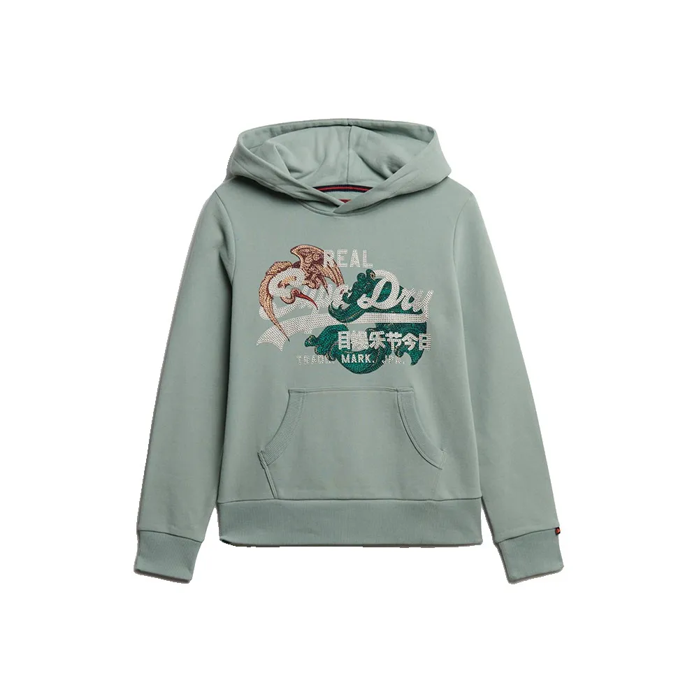 

Худи Superdry Tokyo Vl Relaxed Fit, зеленый