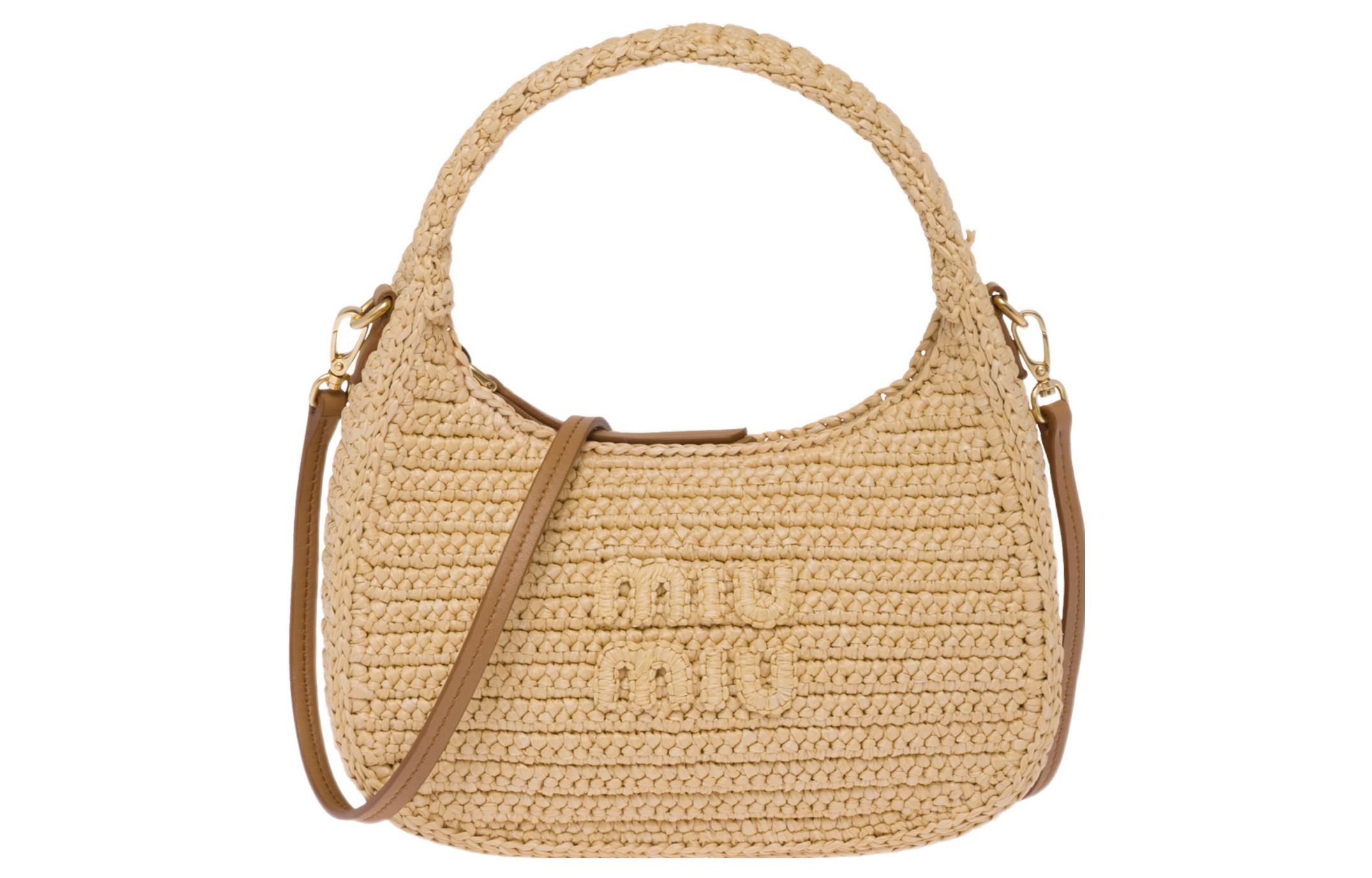 

Футболка Wander Series Threading Needle Woven Fabric Hobo, Плечевая Сумка, Женская Классическая Бежевая MIU MIU