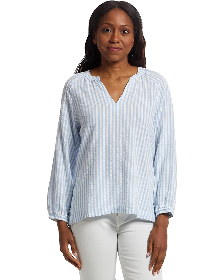 

Рубашка L.L.Bean Seersucker Split-Neck Shirt, цвет Brightwater Blue Stripe
