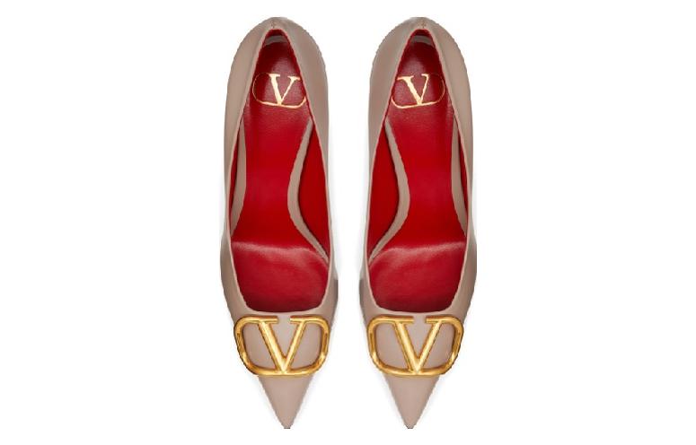 Vlogo Signature Slim Heel Высокие каблуки 8 см Женские Серо-розовые Valentino — фото 2