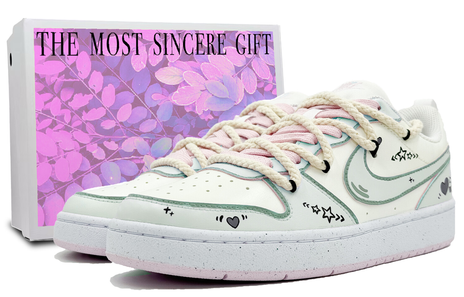 

Кроссовки Nike Court Borough Skateboard Shoes Women's Low-Top Green, зеленый