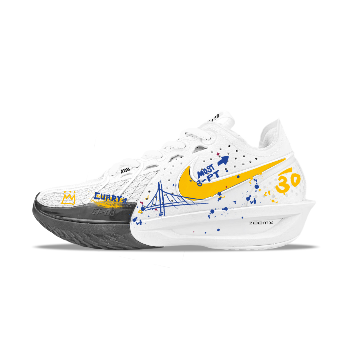 

Nike Кроссовки баскетбольные Air Zoom G.T. Cut 3 EP BNK Curry Graffiti мужские низкие бело-желтые, цвет White Yellow