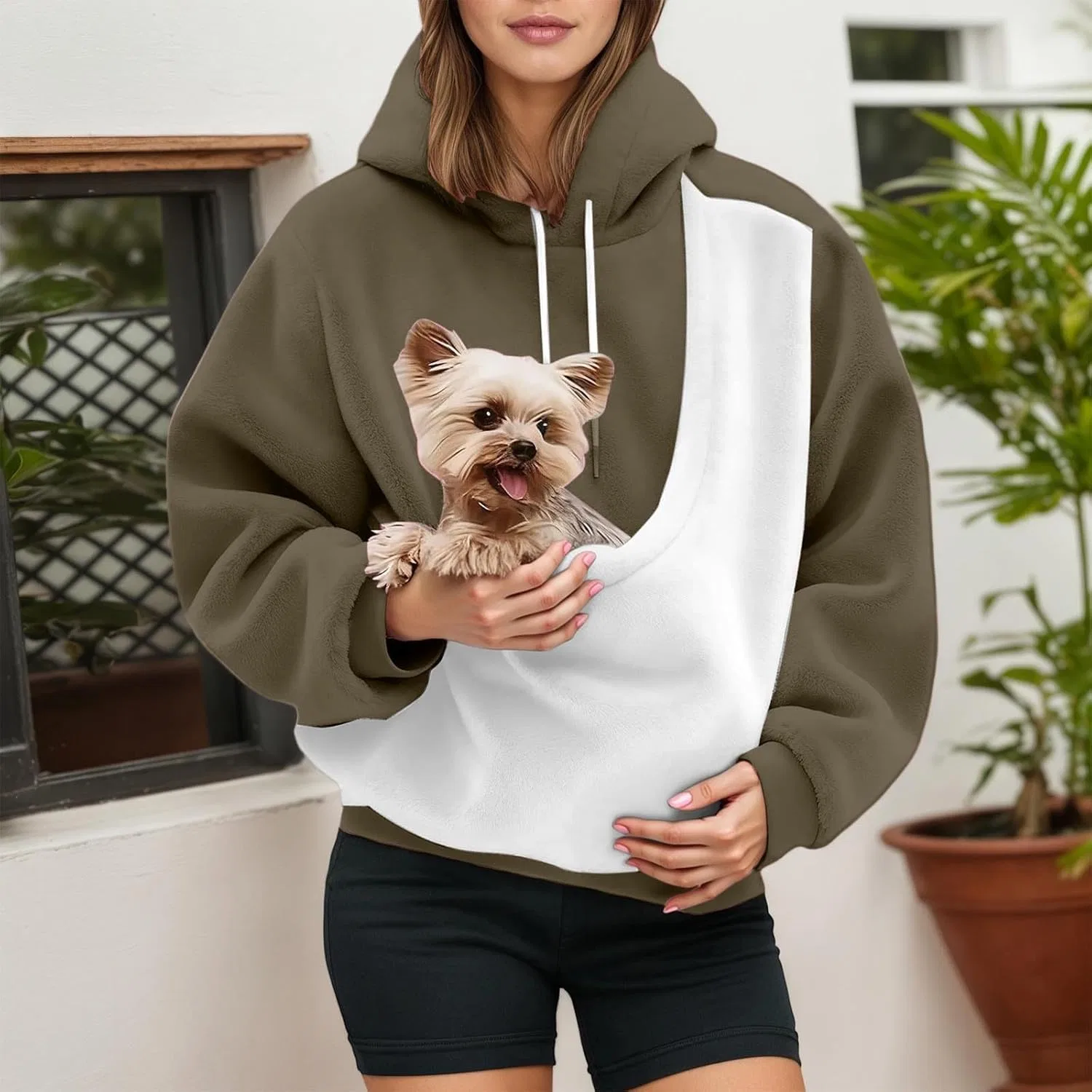 Толстовка с карманом для собаки, Cat Pouch Hoodie, C01 Army Green — фото 2