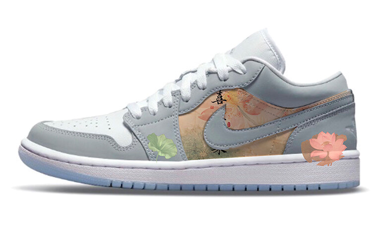 

Кроссовки Air JORDAN 1 Vintage Basketball Shoes Women's Low-Top Gray White, серый