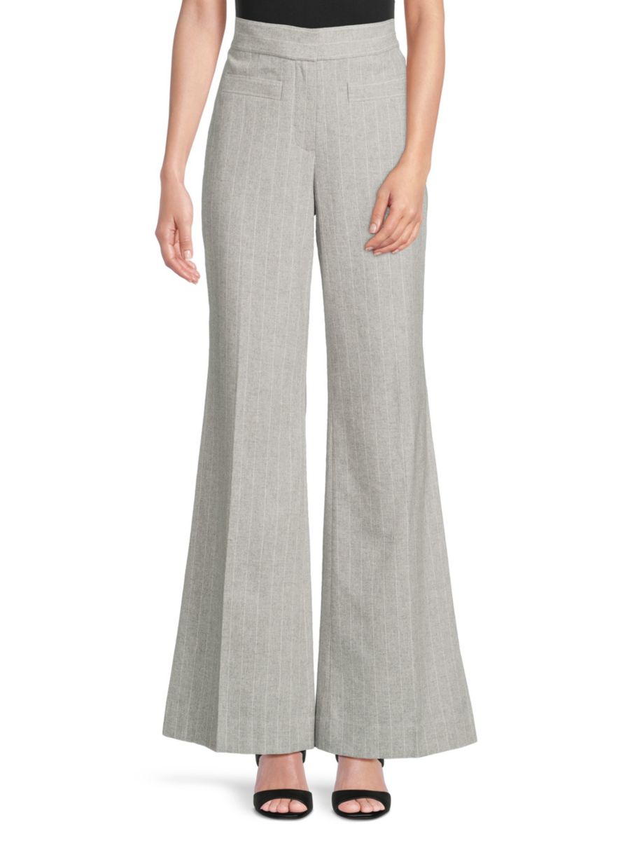 

Широкие брюки Clemintine из шерстяной смеси в полоску Derek Lam 10 Crosby, цвет Grey White