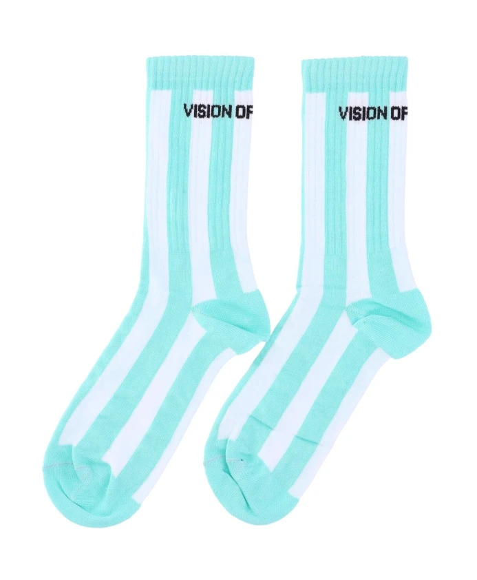 

Полосатые носки шалфейно-зеленого цвета Vision Of Super, серый