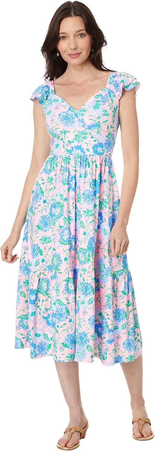 

Платье Lilly Pulitzer Bayleigh Flutter Sleeve Midi, цвет Conch Shell Pink Rumor Has It