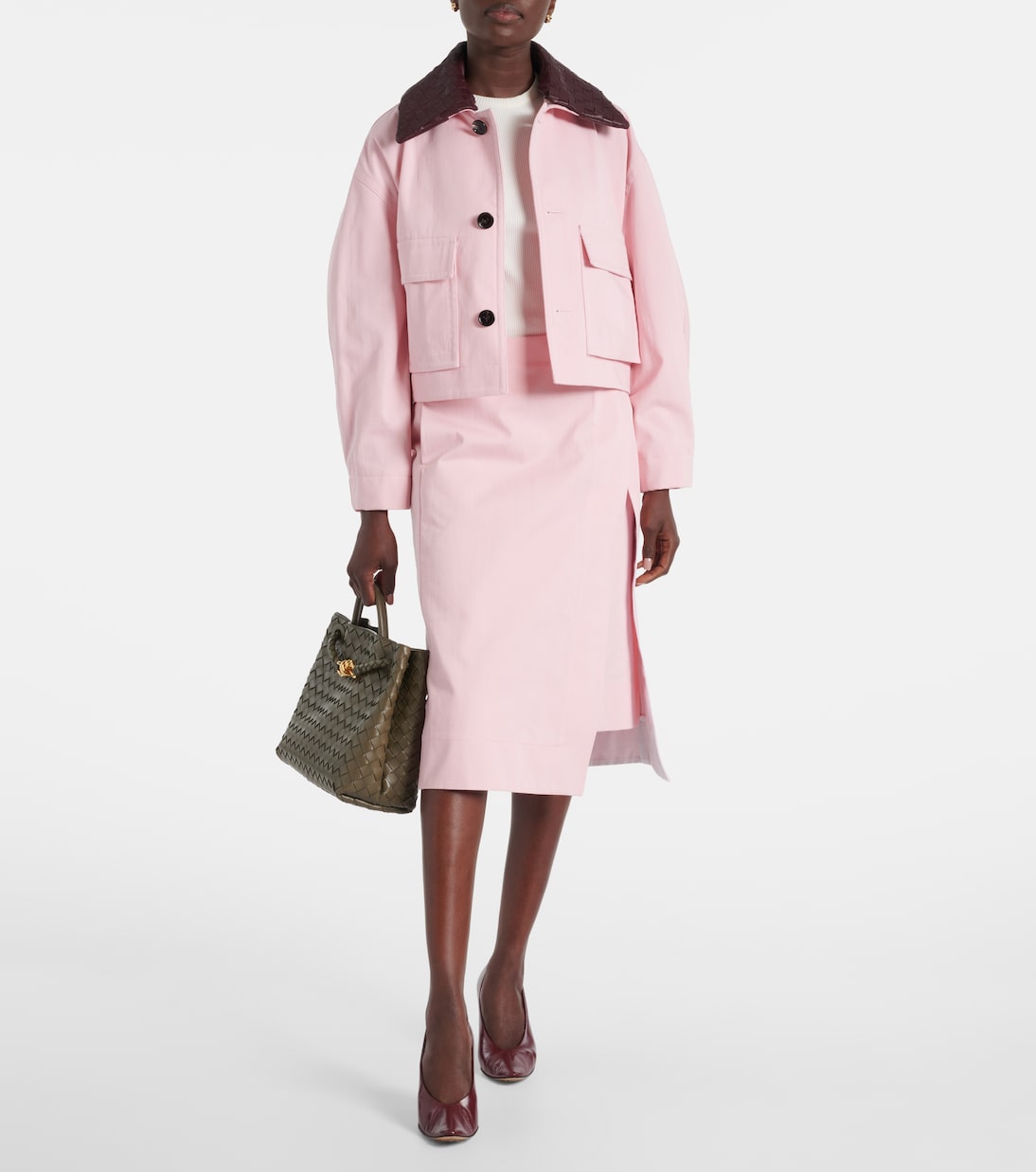 Хлопковая твидовая юбка миди Bottega Veneta, Camelia — фото 2