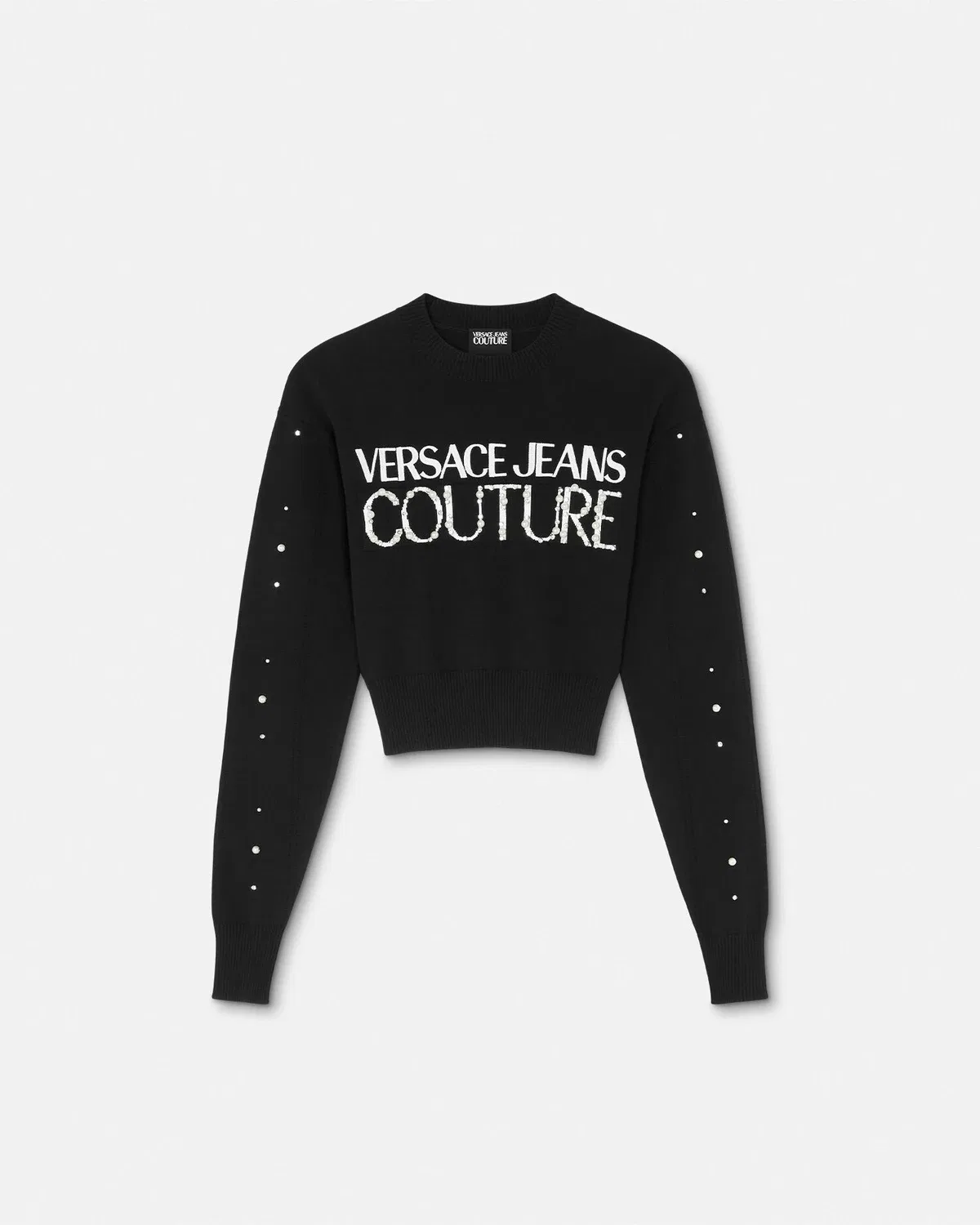 Свитер с украшенным логотипом VERSACE, черный