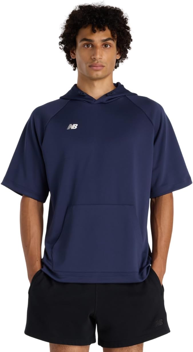 

Толстовка с капюшоном New Balance (MT61P1PU), с коротким рукавом, флисовая, мужская, темно-синий