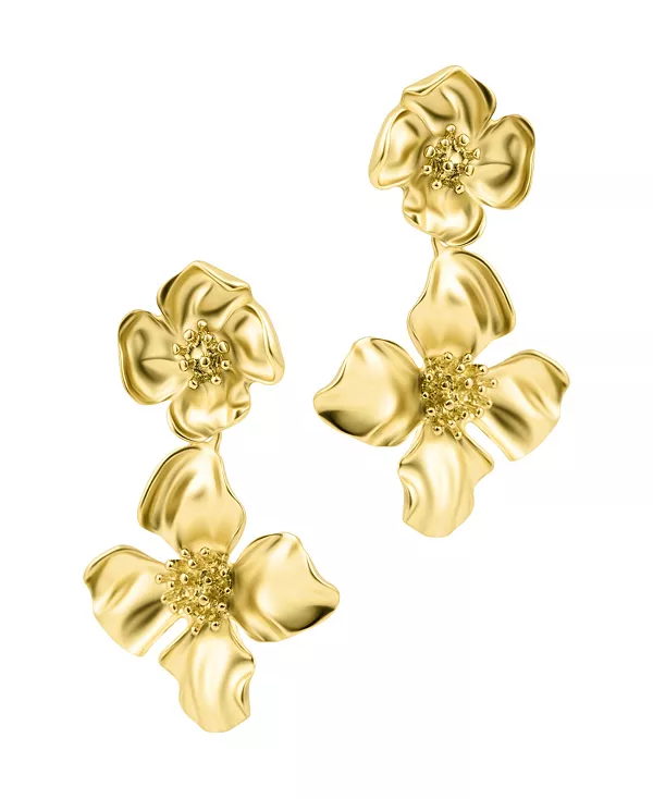 

Золотые серьги-подвески в виде цветов Adornia, gold