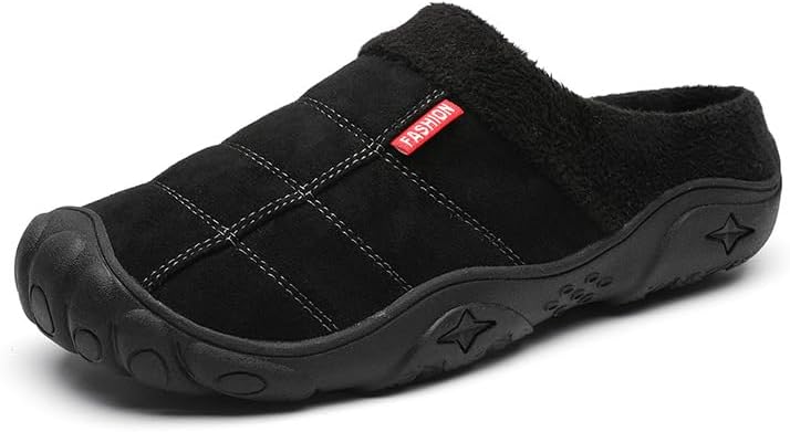 

Мужские зимние теплые тапочки с пушистой подкладкой, удобные для дома и улицы, с противоскользящей резиновой подошвой Soft Time Toy, черный