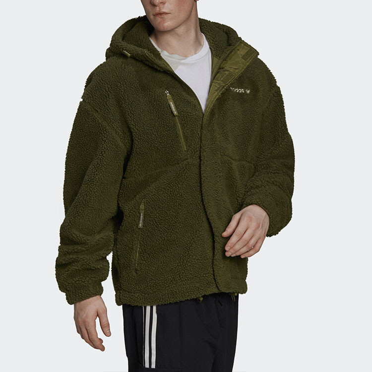 Куртка-трилистник мужская оливковая Adidas Originals, оливково-зеленый — фото 4