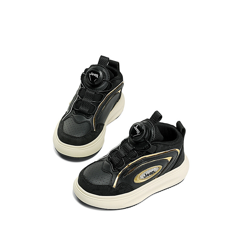 Кроссовки Jeep Kids Skateboarding Shoes Kids Mid-top Black, черный/золотой — фото 3