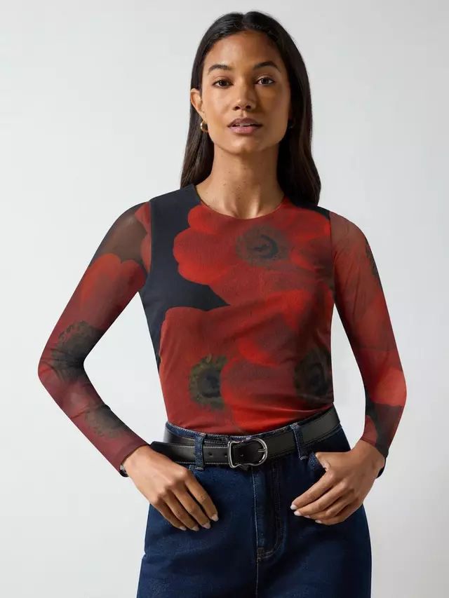 

Топ Ro&Zo Floral Placement Mesh, красный