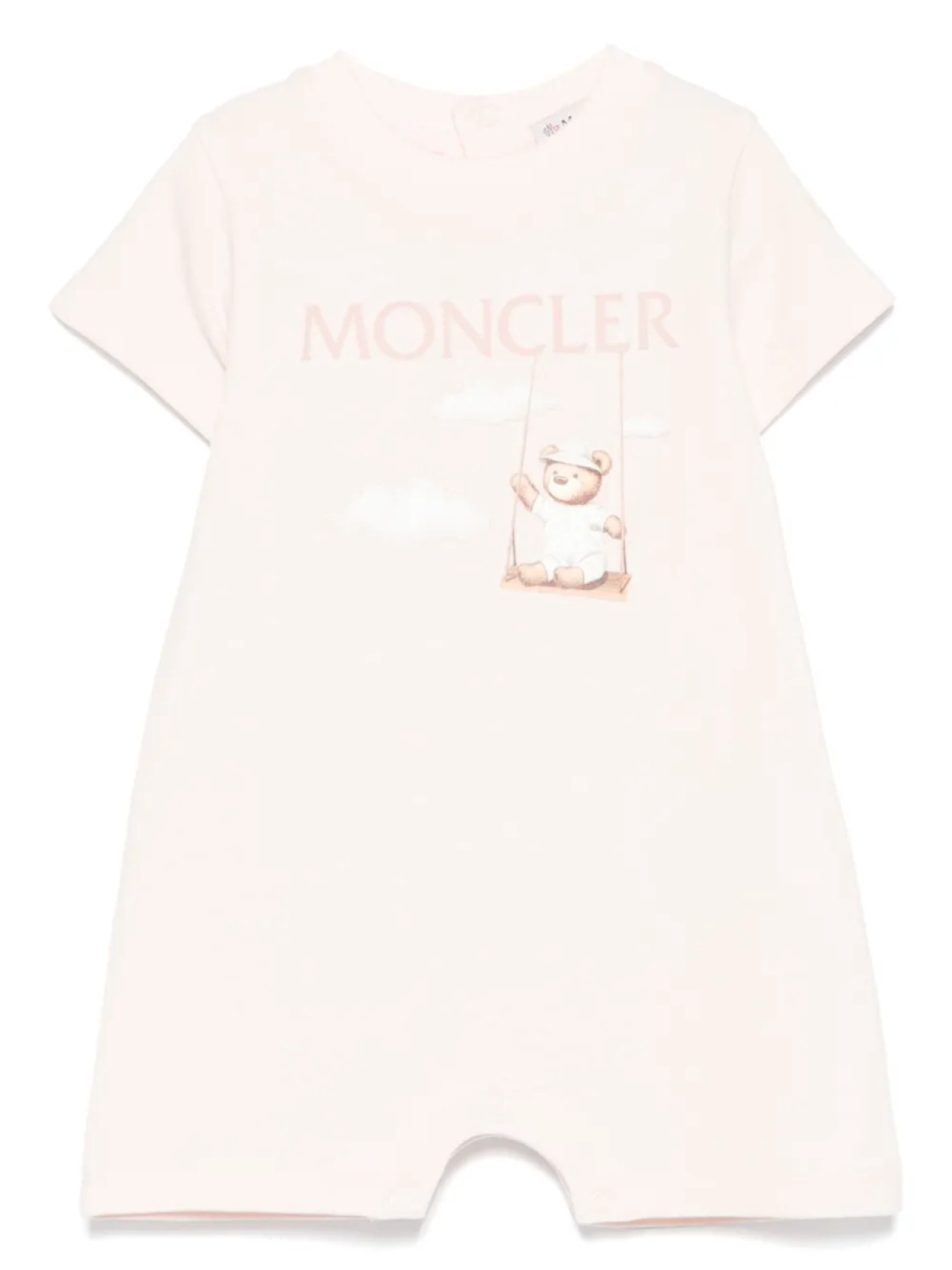

Moncler Enfant комбинезон с рисунком качающегося медведя, розовый