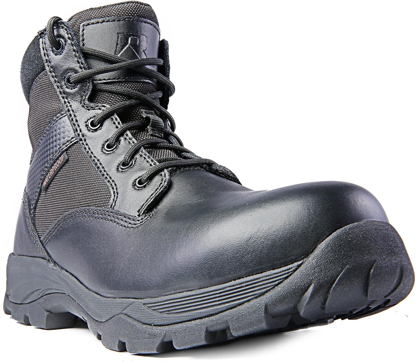 Мужские тактические водонепроницаемые ботинки Ridge Footwear с композитным носком Max Pro Mid 6 с молнией - черные кожаные ботинки, маслостойкие и противоскользящие