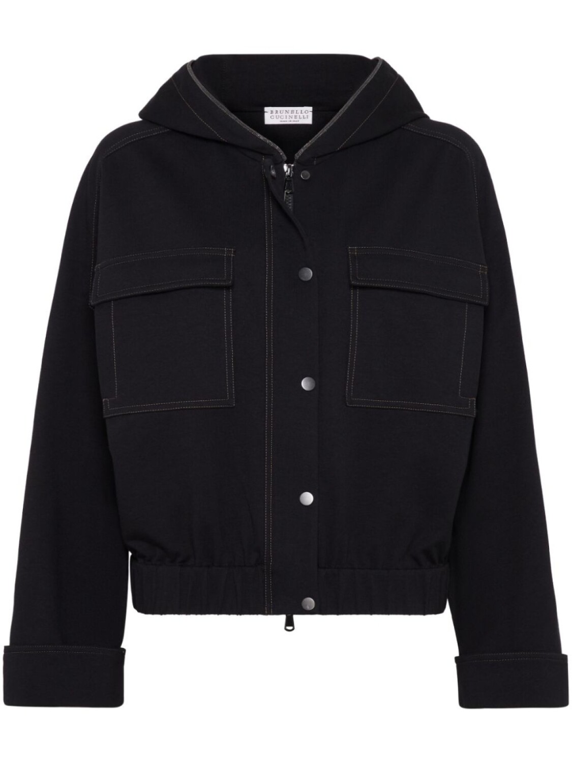 

Brunello Cucinelli куртка с капюшоном и контрастной строчкой, черный