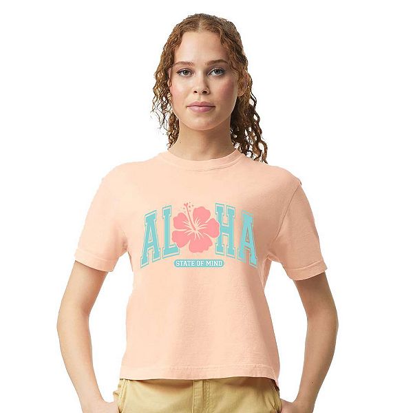 

Футболка с принтом Aloha state of mind flower, relaxed fit, cropped Simply Sage Market, Peachy