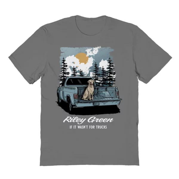 

Мужская футболка Riley Green с принтом грузовика и собаки Licensed Character, серый